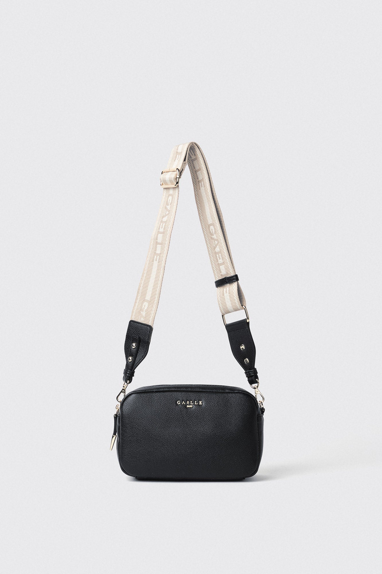 GAELLE PARIS Camera Bag Logo Metallo Tracolla Jacquard-Nero