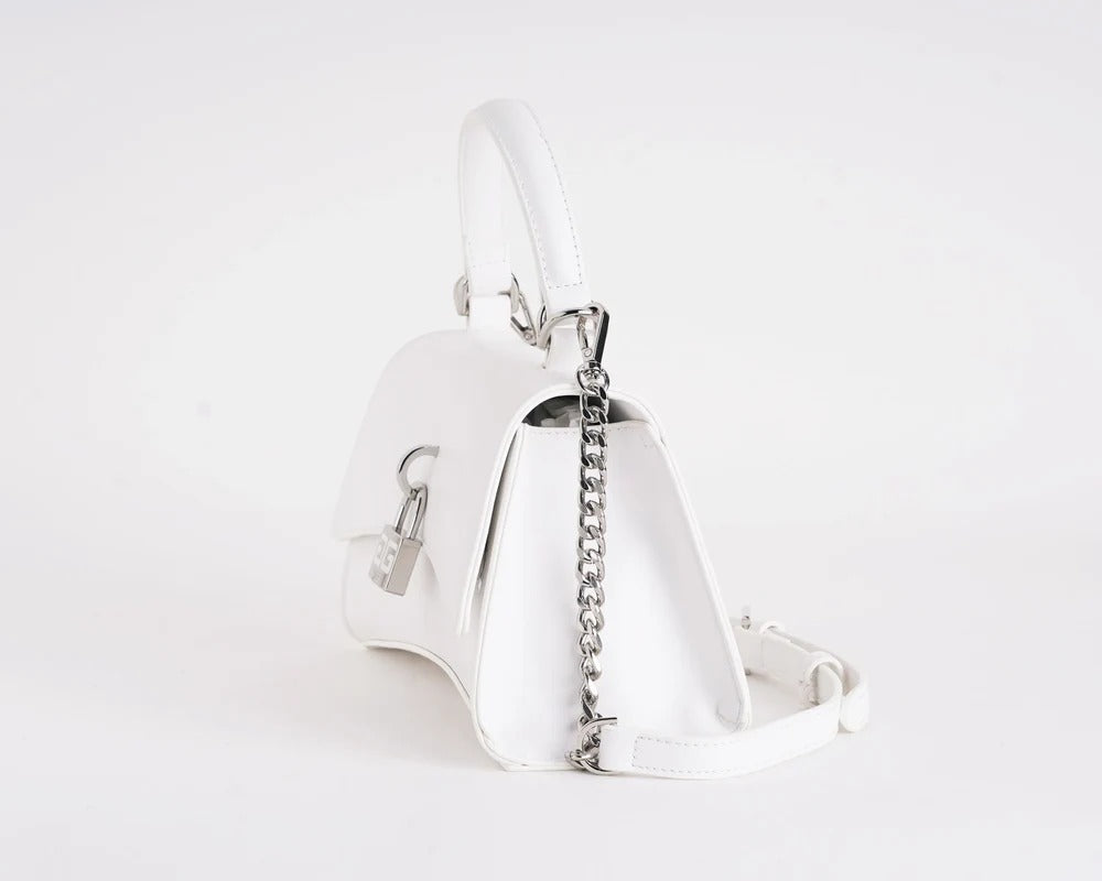 GAELLE PARIS Borsa Mini Hand Bag Lucchetto Logato-Bianco