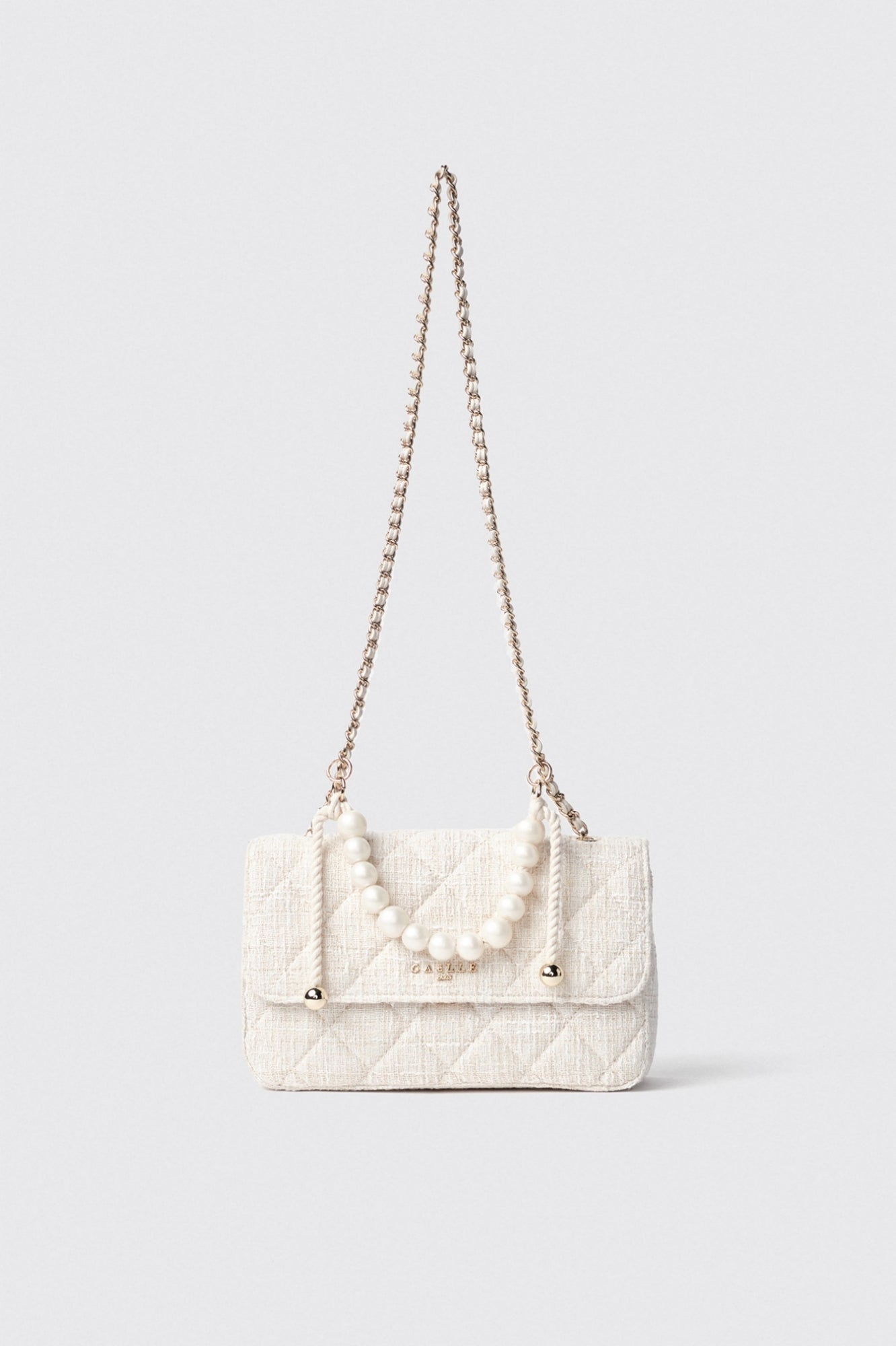 GAELLE PARIS Borsa Reg Shoulder Strap Logo Metallo Tracolla Perle-Bianco