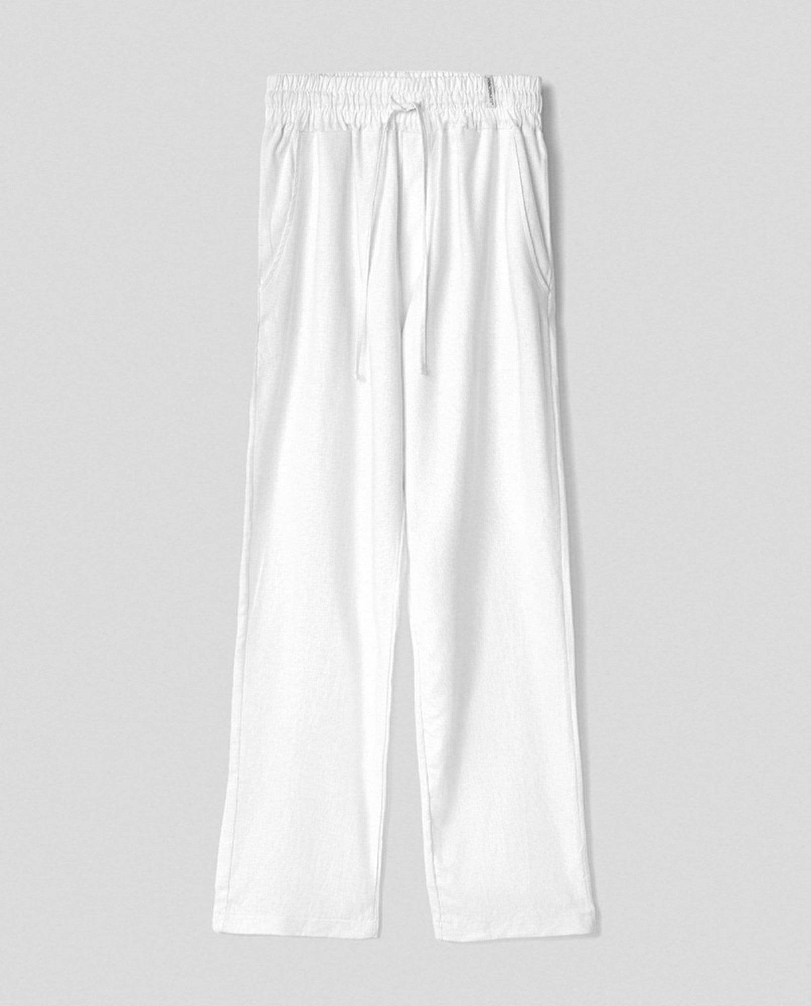 HINNOMINATE Pantalone Uomo Lino morbido coulisse-Bianco