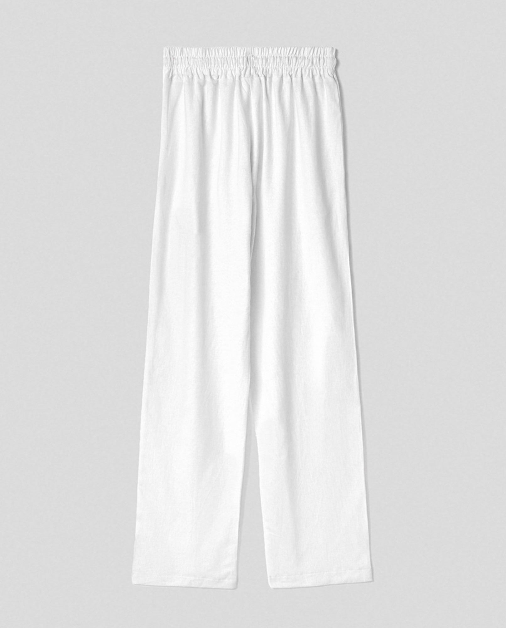 HINNOMINATE Pantalone Uomo Lino morbido coulisse-Bianco