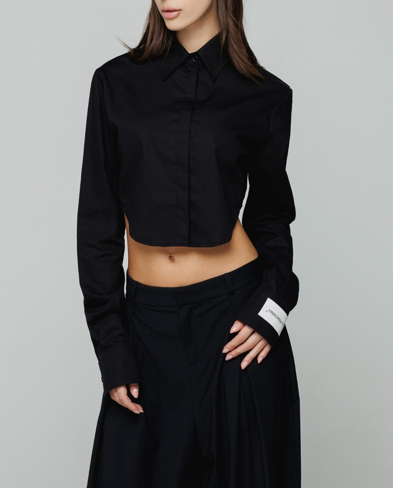 HINNOMINATE Camicia Donna corta cotone-Nero