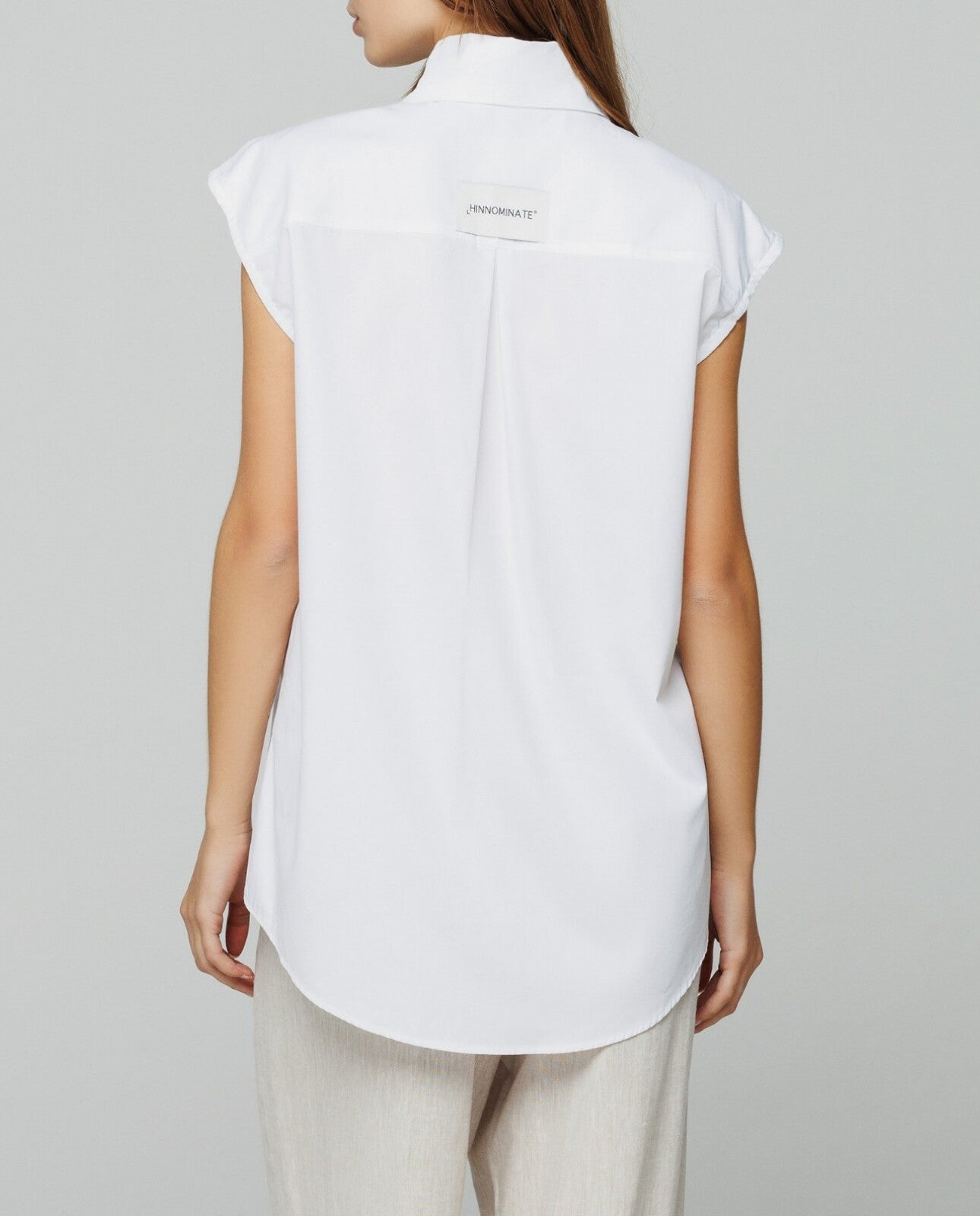 HINNOMINATE Camicia Donna smanicata cotone over-Bianco