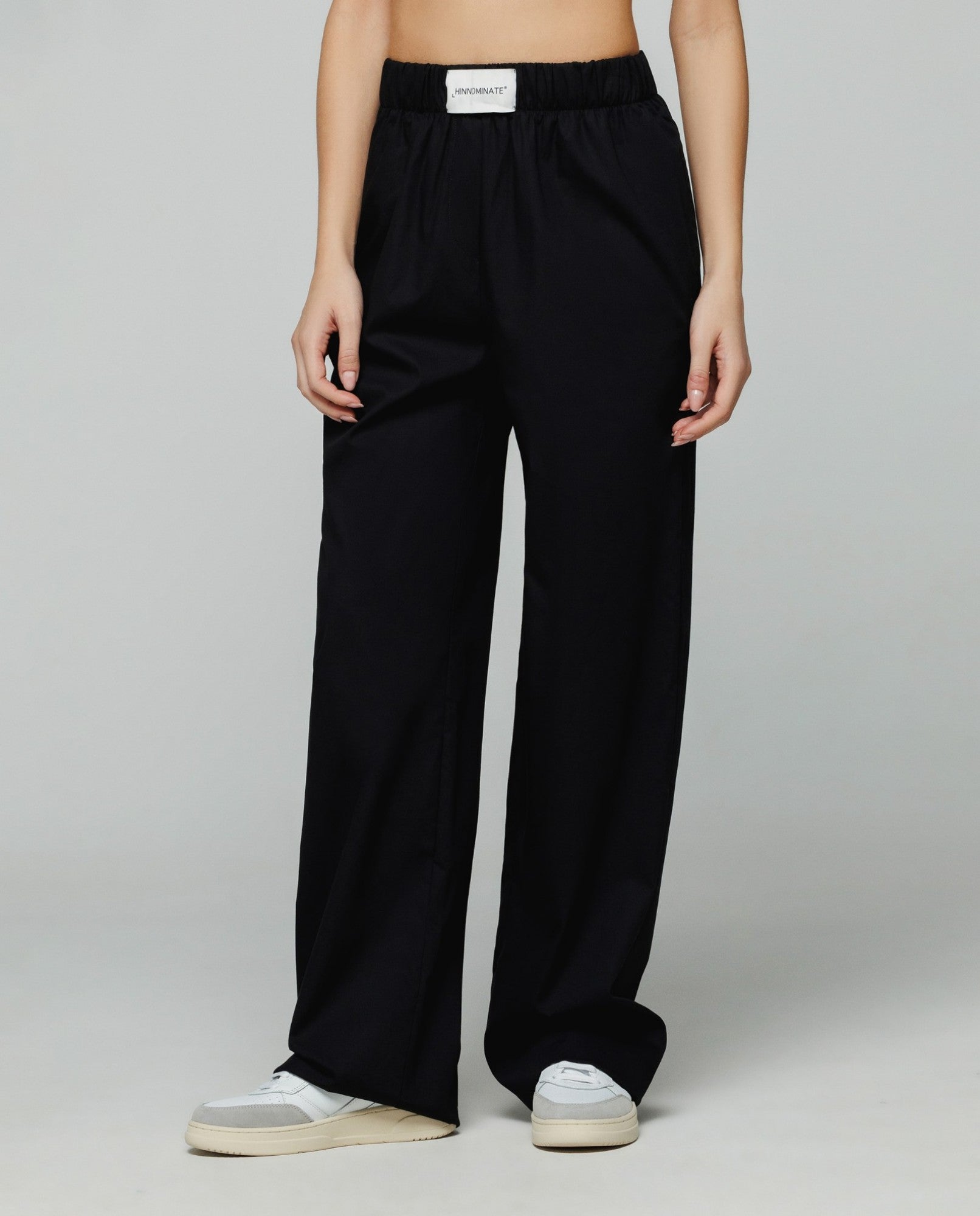 HINNOMINATE Pantalone DOnna in cotone dritto-Nero