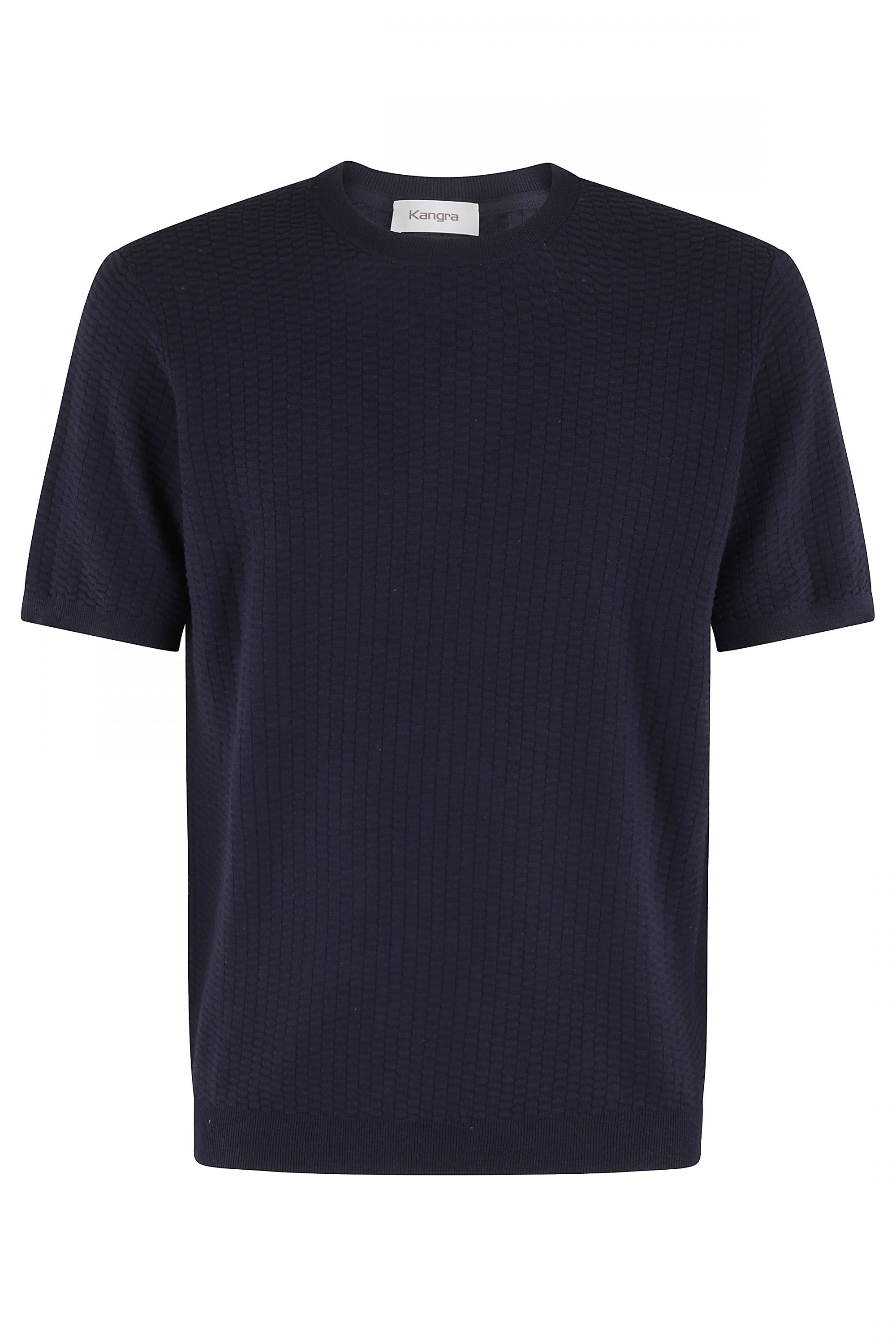 KANGRA Maglia Uomo Girocollo Cotone Lino-Blu