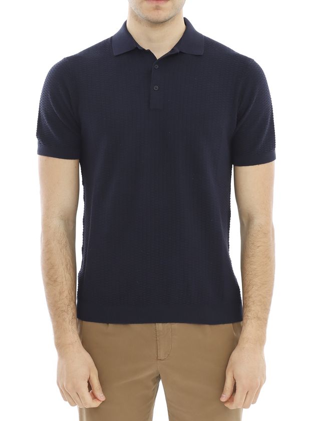 KANGRA Polo Uomo Cotone Lino-Blu