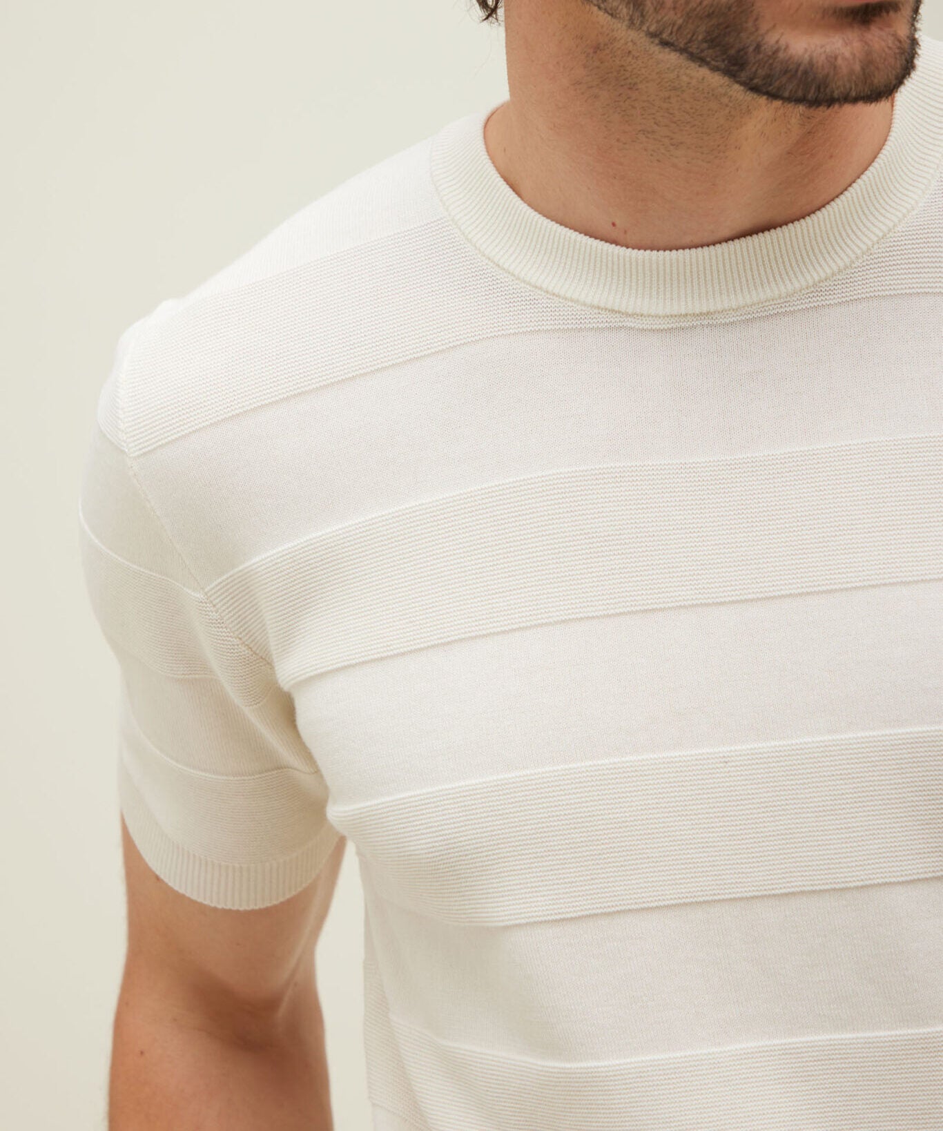KANGRA Maglia Uomo Girocollo Righe Orizzontali-Bianco