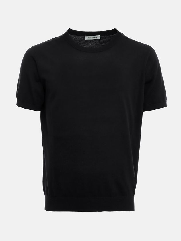 KANGRA MAglia Uomo Girocollo Cotone-Nero