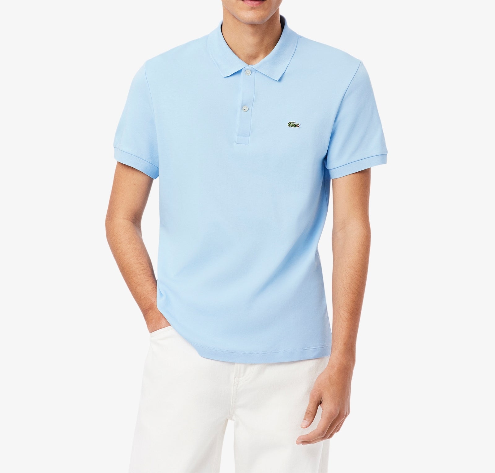 LACOSTE Polo Uomo Cotone Pima-Blu Pastello