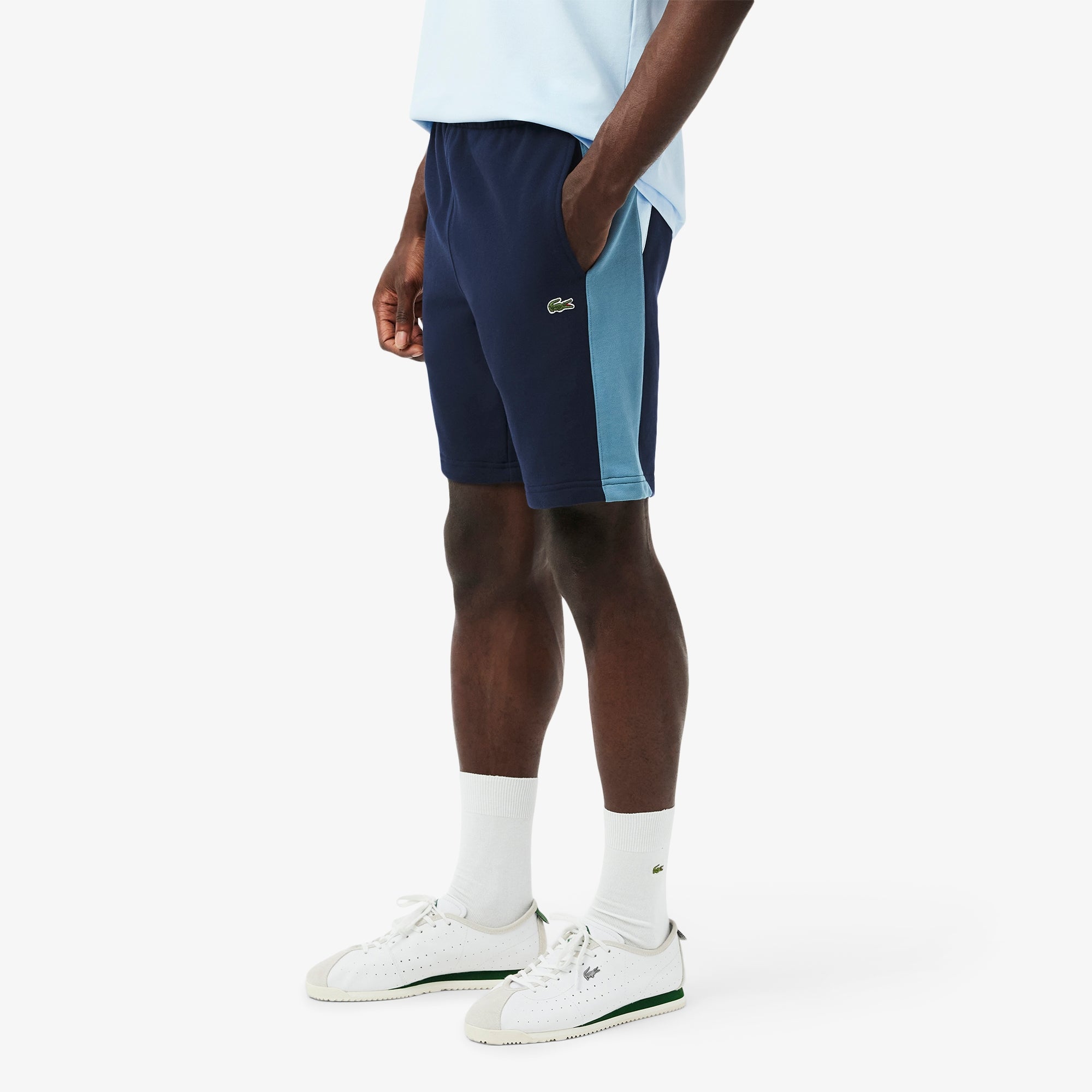 LACOSTE Shorts Uomo Color Block-Blu Navy Azzurro