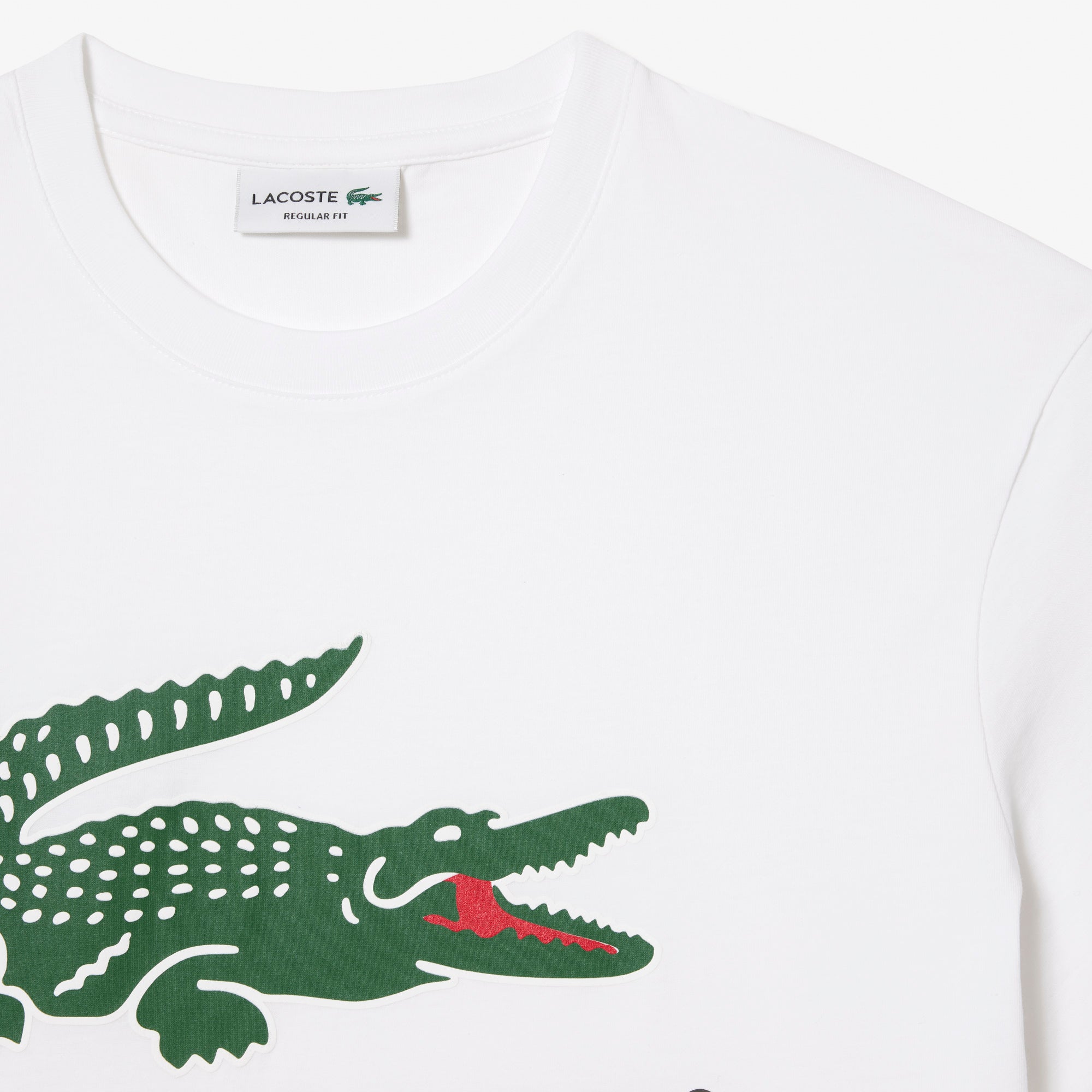 LACOSTE T-Shirt Uomo Maxi Logo-Bianco