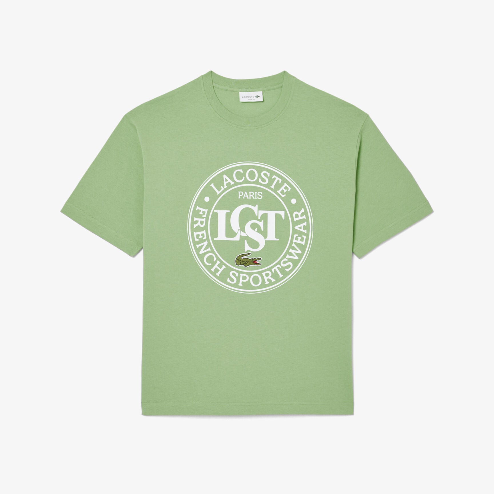 LACOSTE T-Shirt Uomo Stampa Logo Loose Fit-Verde