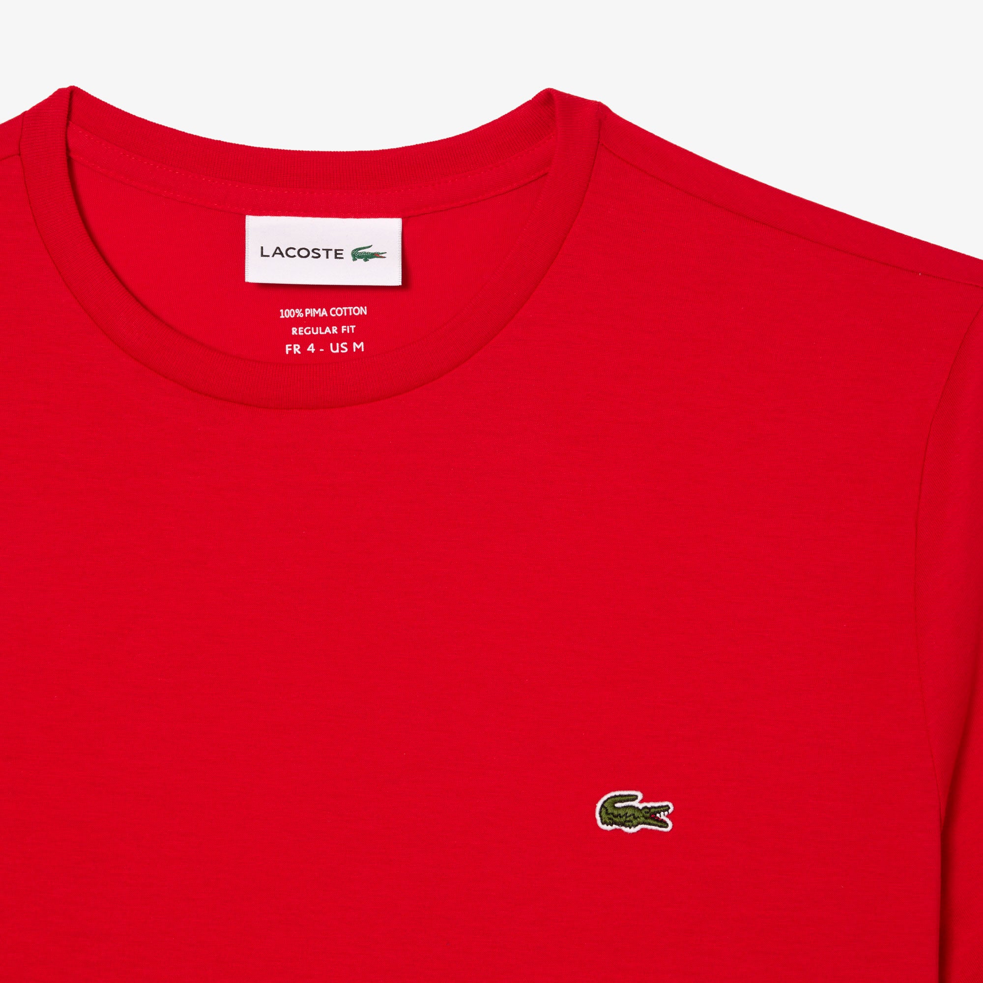 LACOSTE T-Shirt Uomo Cotone Pima-Rosso