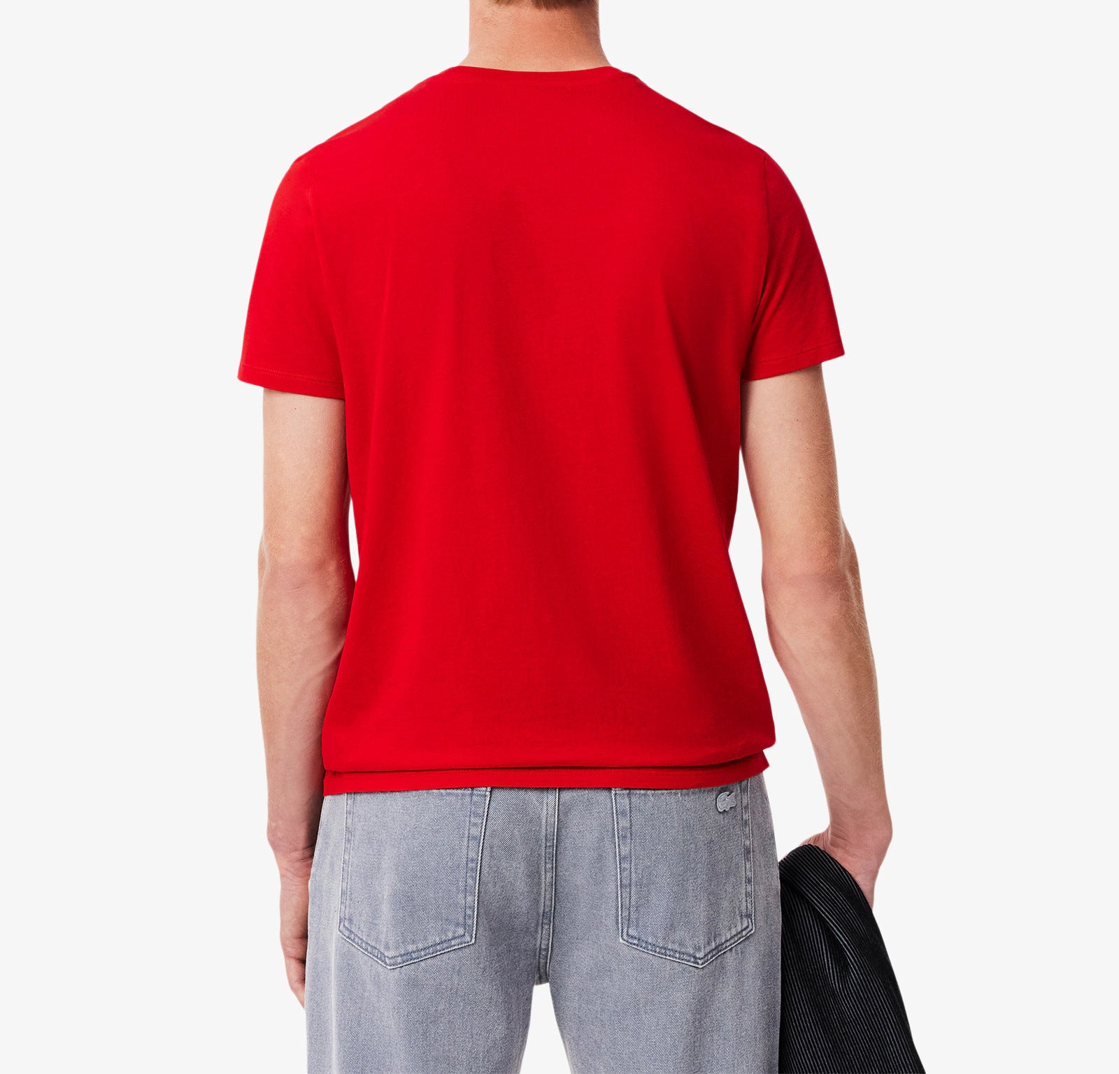 LACOSTE T-Shirt Uomo Cotone Pima-Rosso