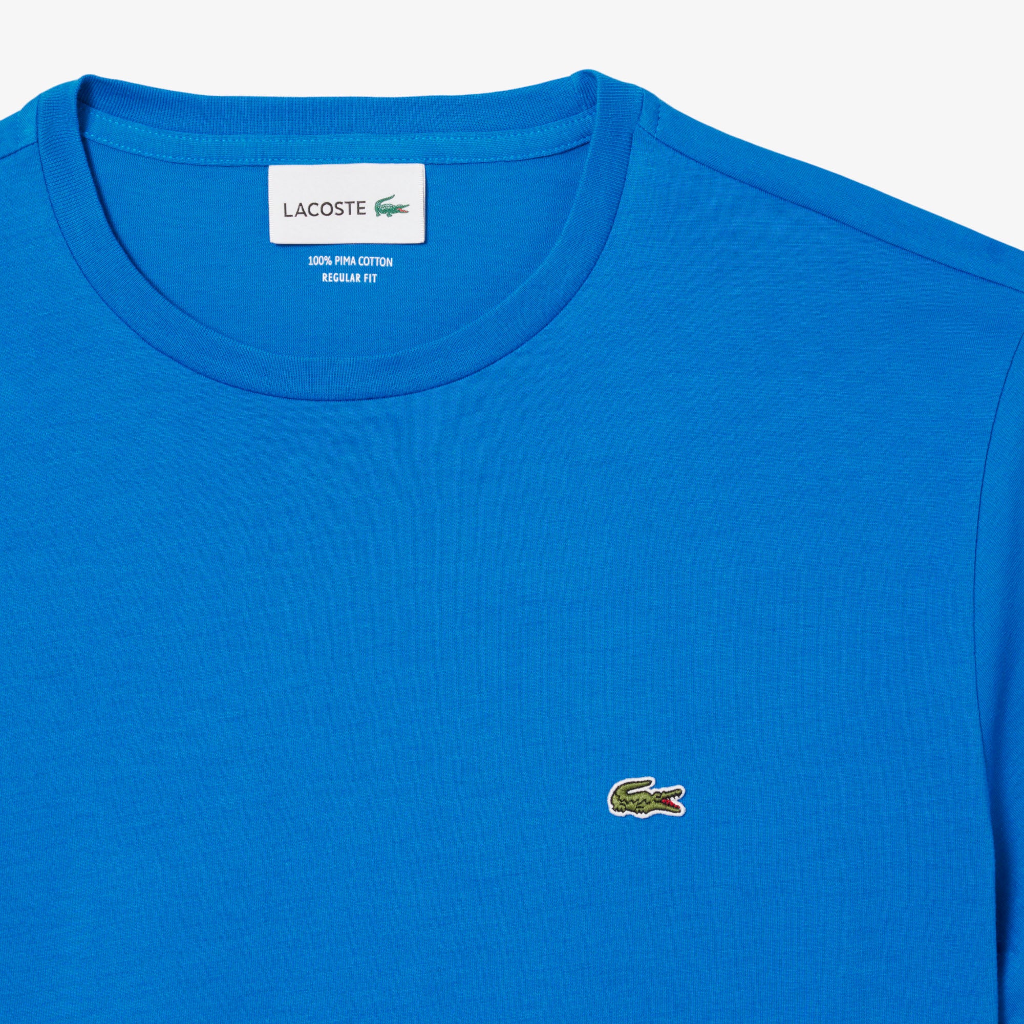 LACOSTE T-Shirt Uomo Cotone Pima-Blu Azzurro