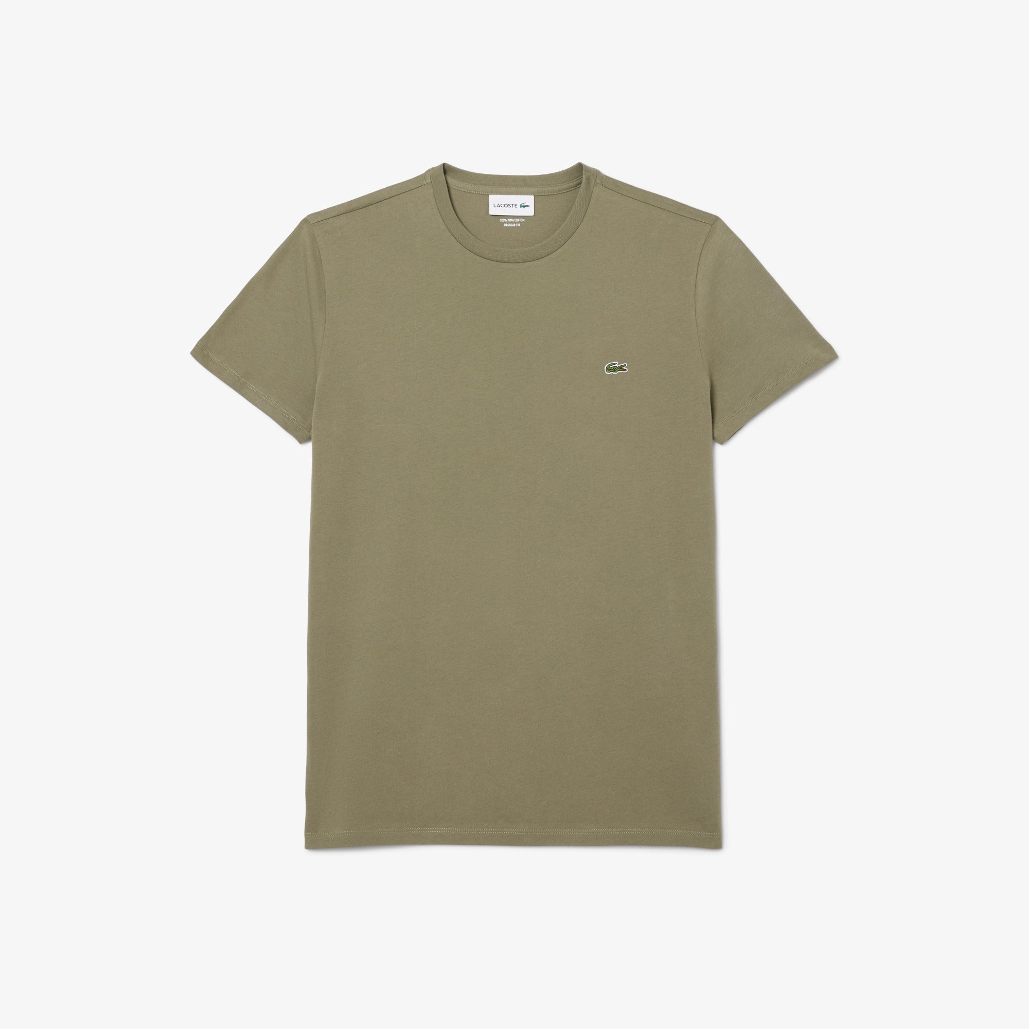 LACOSTE T-Shirt Uomo Cotone Pima-Verde Cachi