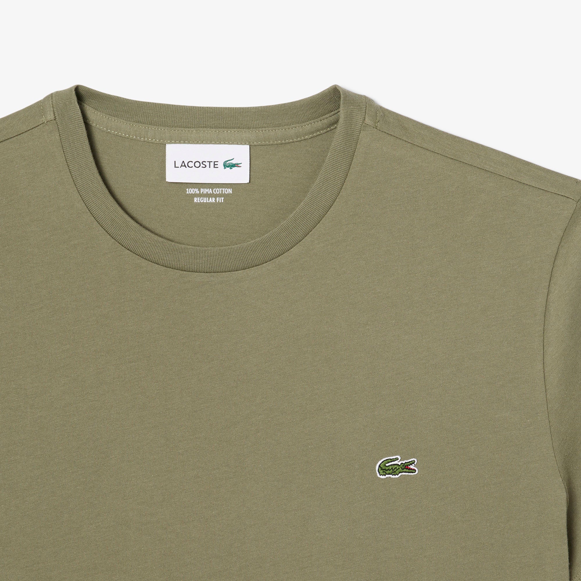LACOSTE T-Shirt Uomo Cotone Pima-Verde Cachi