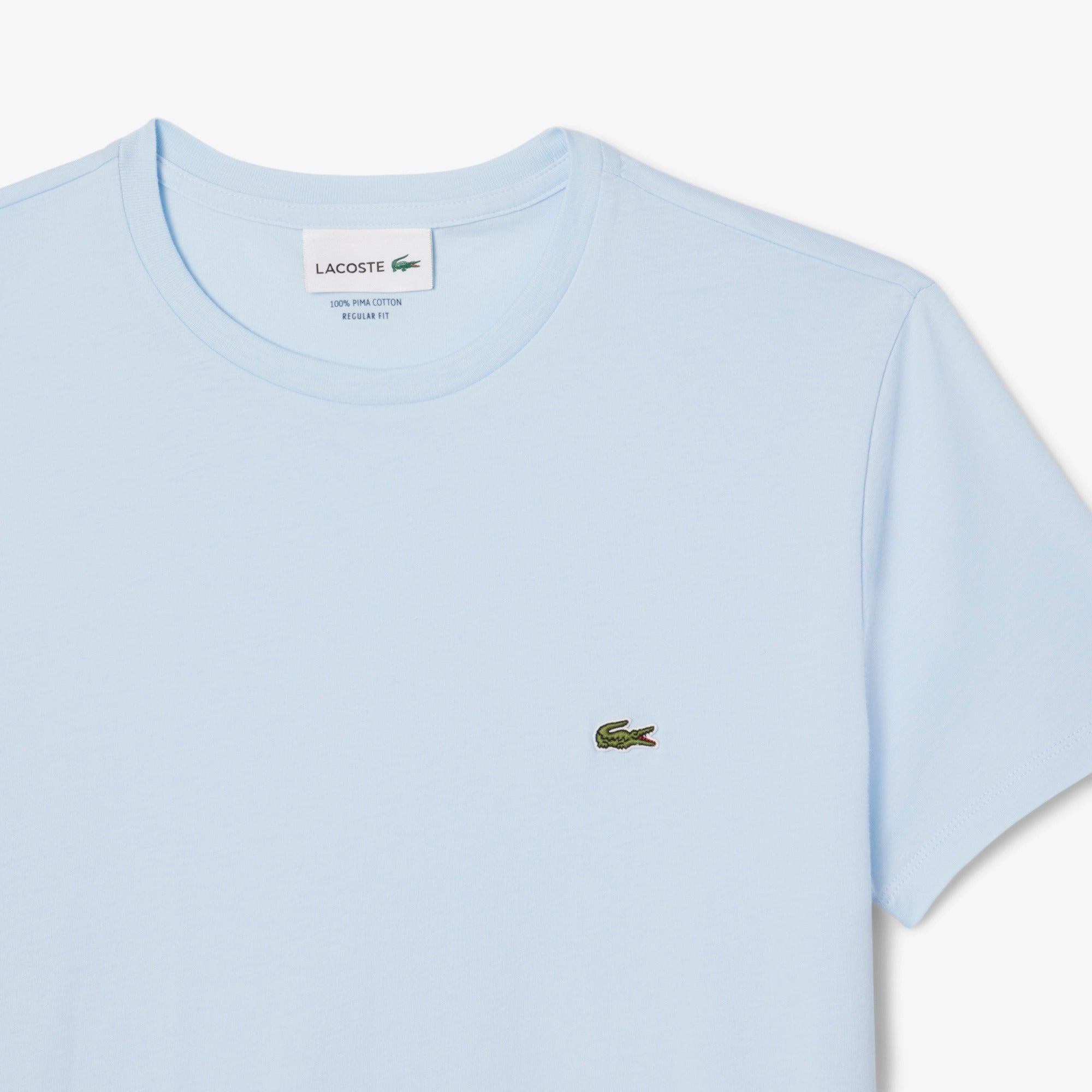 LACOSTE T-Shirt Uomo Cotone Pima-Blu Chiaro