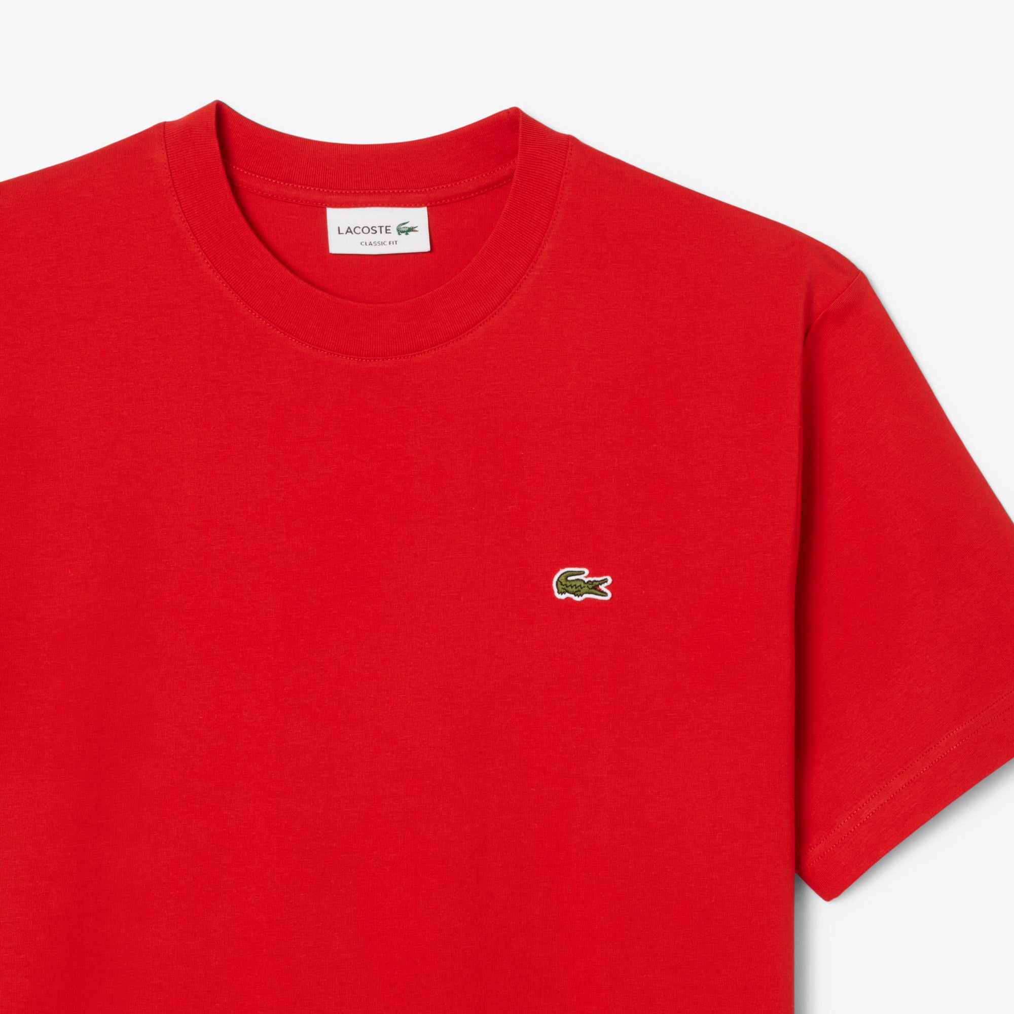 LACOSTE T-Shirt Uomo Cotone-Rosso