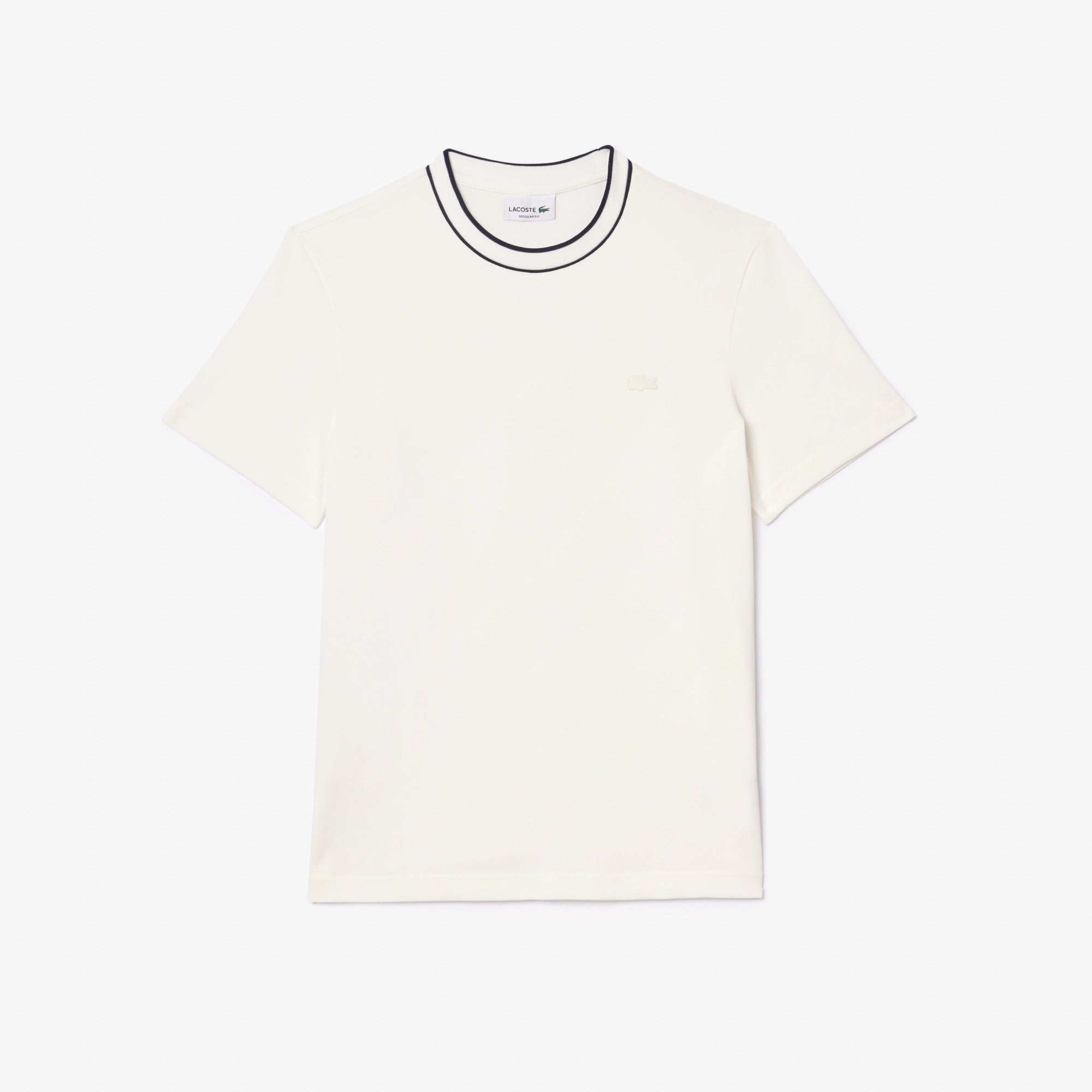 LACOSTE T-Shirt Uomo Colletto Righe-Bianco