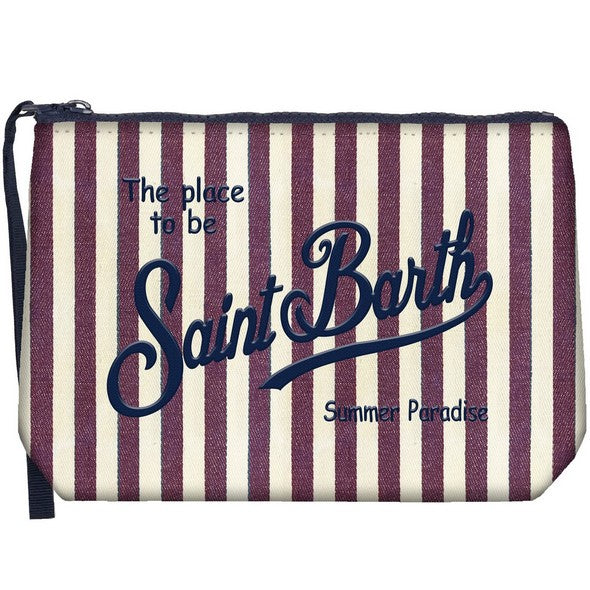MC2 SAINT BARTH Pochette Aline Denim-Stripes Bianco Bordeaux