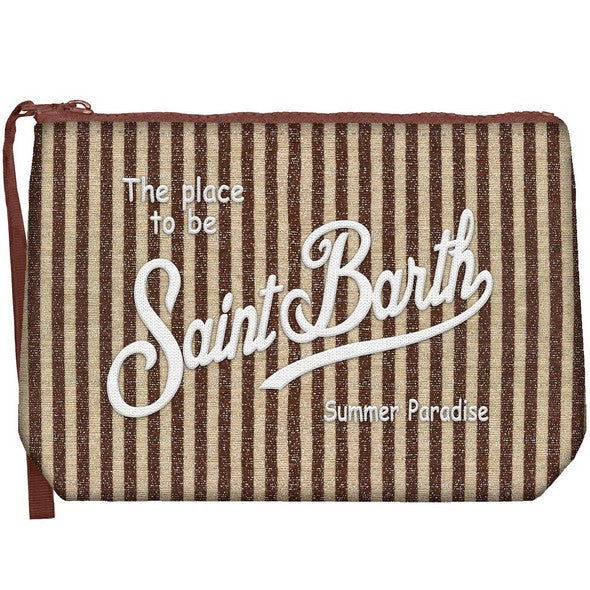 MC2 SAINT BARTH Pochette Aline Lurex-Stripes Marrone