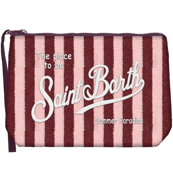 MC2 SAINT BARTH Pochette Aline Sponge-Stripes Rosa Burgundy