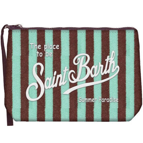 MC2 SAINT BARTH Pochette Aline Sponge-Stripes Marrone Verde Acqua