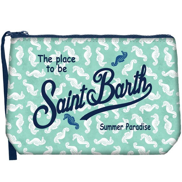 MC2 SAINT BARTH Pochette Aline-Seahorse Pattern Azzurro