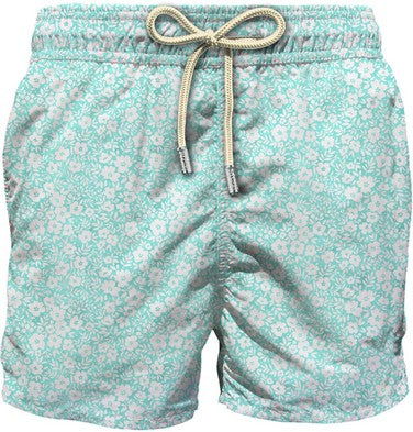 MC2 SAINT BARTH Boxer Uomo Comfort Light-Vintage Flowers Verde Acqua