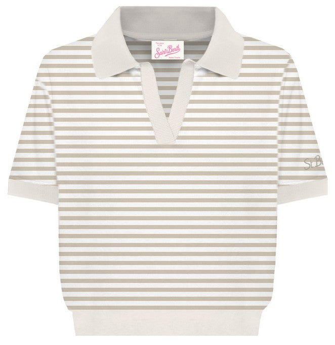 MC2 SAINT BARTH Polo Donna Evonne-Stripes Tiny Beige