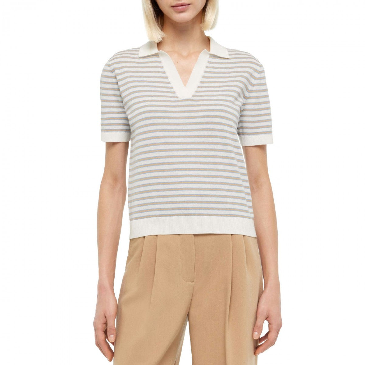 MC2 SAINT BARTH Polo Donna Evonne-Stripes Tiny Beige