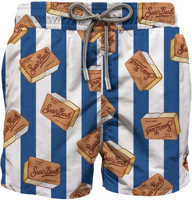 MC2 SAINT BARTH Boxer Uomo Gustavia-Cookie Stripes Navy