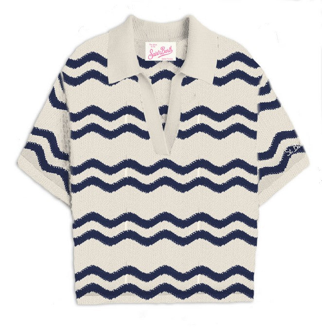 MC2 SAINT BARTH Polo Donna Lala-Rachel Biwave Bianco Navy