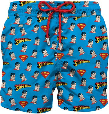 MC2 SAINT BARTH Boxer Uomo Lighting Micro Fantasy-Superman Sticker Azzurro