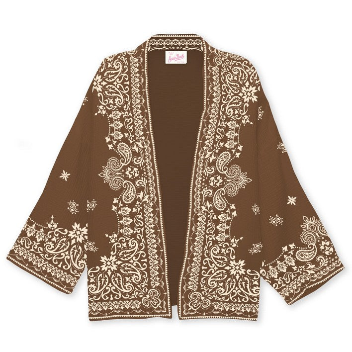 MC2 SAINT BARTH Kimono Donna Milos-Bandanna Paisley Marrone