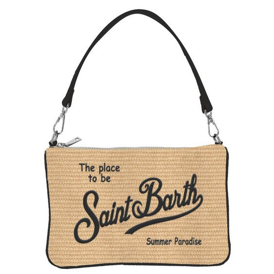 MC2 SAINT BARTH Pochette Parisienne Mini Straw-Naturale Nero