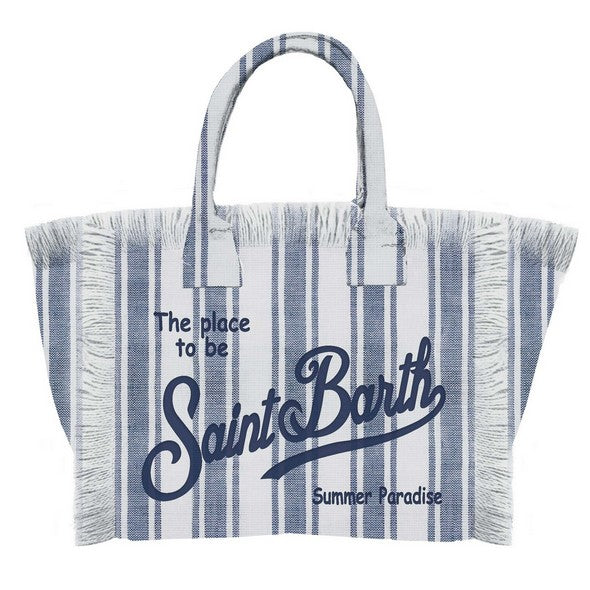 MC2 SAINT BARTH Borsa vanity Linen-Beach Stripes Navy
