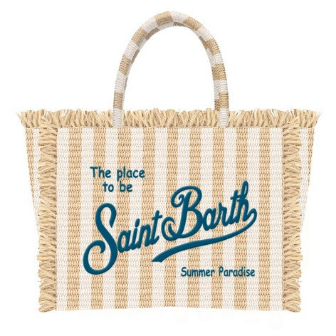 MC2 SAINT BARTH Borsa vanity Straw N-Stripes Naturale Bianco