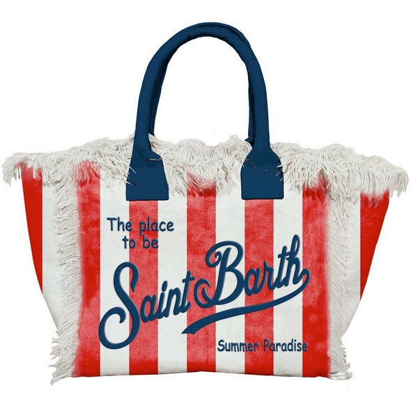 MC2 SAINT BARTH Borsa Vanity-Stripes Rosso