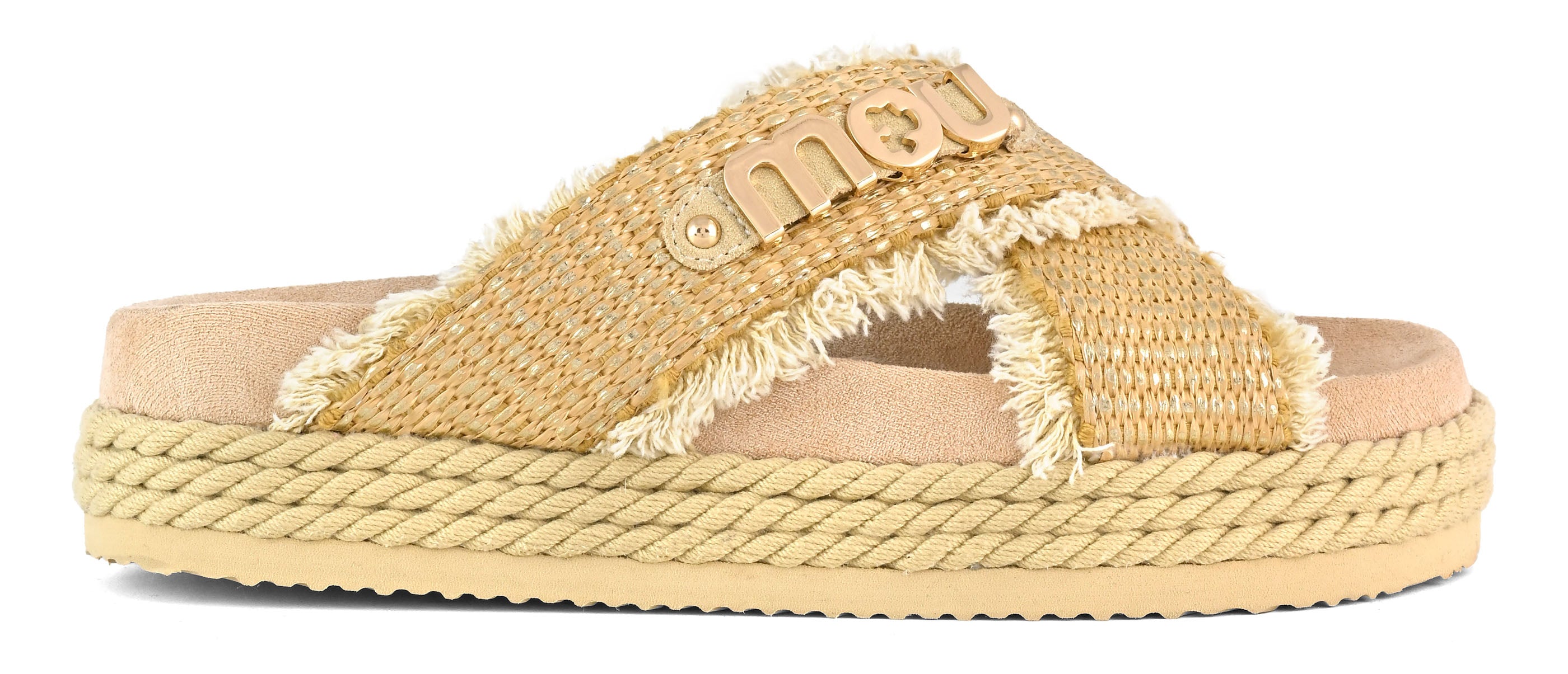 MOU Sandalo Criss-Cross Rope Raffia-Metal Natural