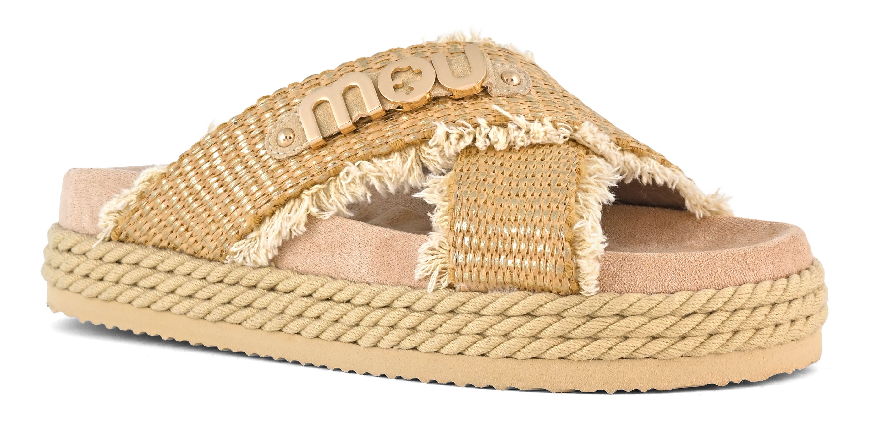 MOU Sandalo Criss-Cross Rope Raffia-Metal Natural