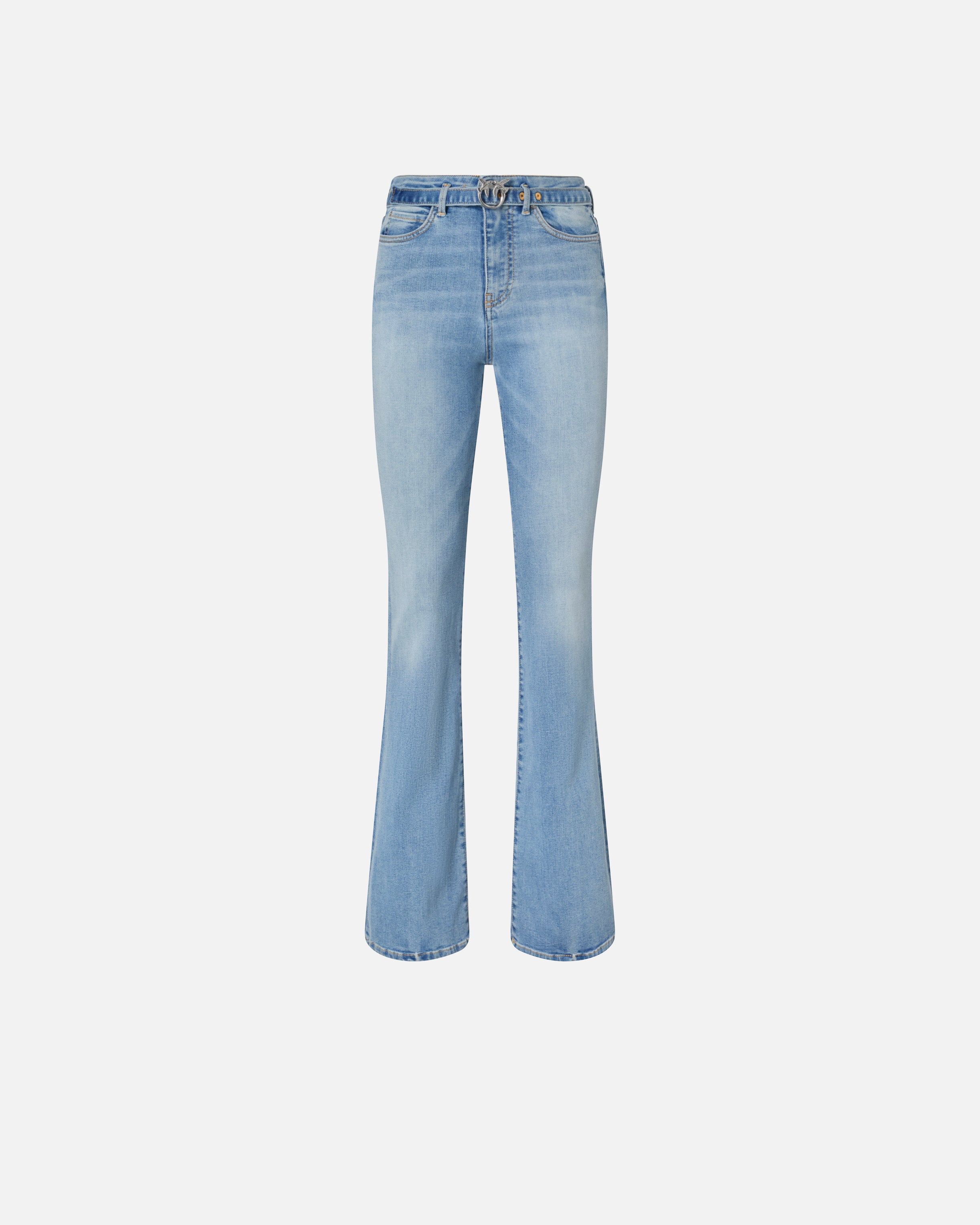 PINKO Jeans Flora Flare Cintura Logo-Blu Chiaro