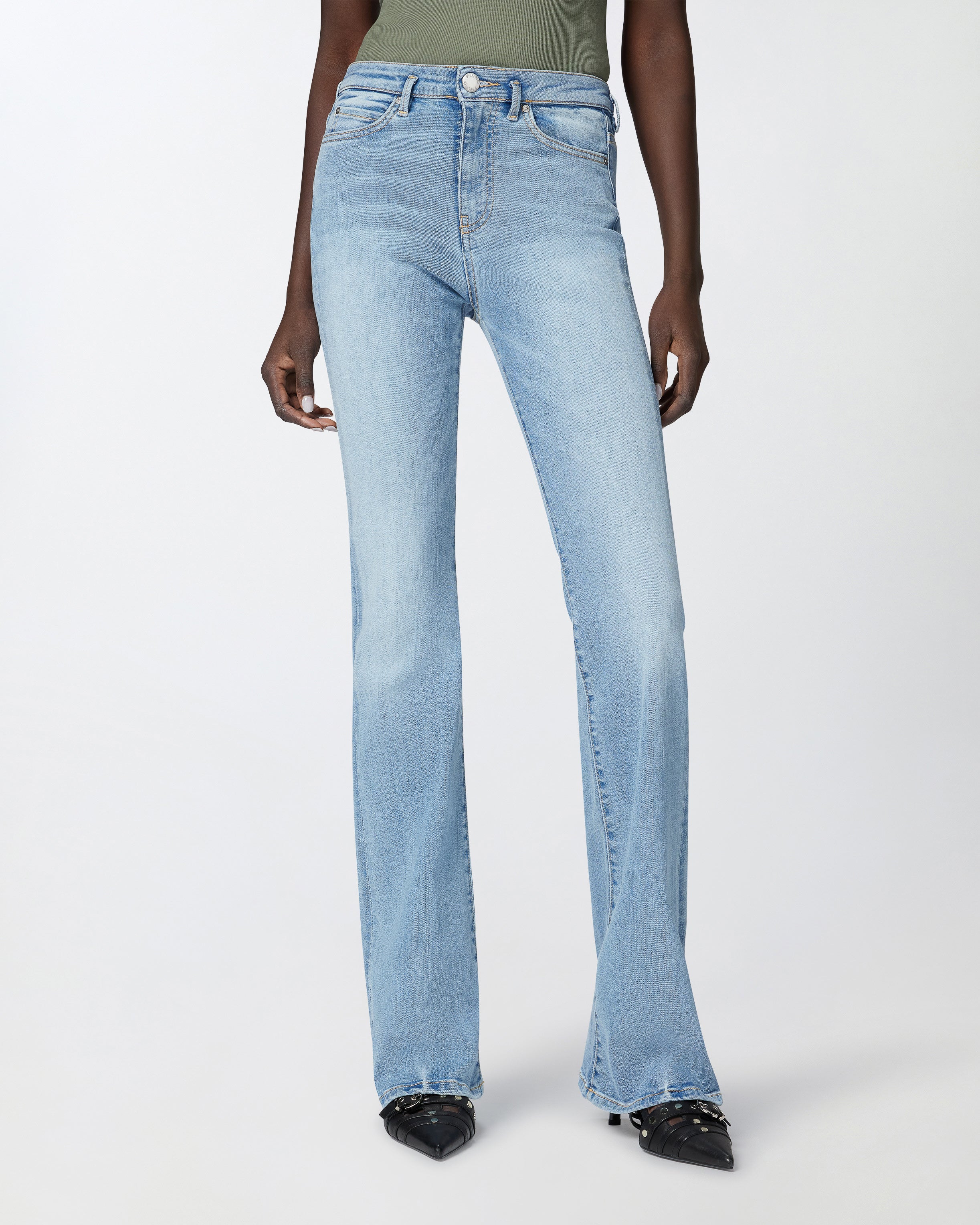 PINKO Jeans Flora Flare Cintura Logo-Blu Chiaro