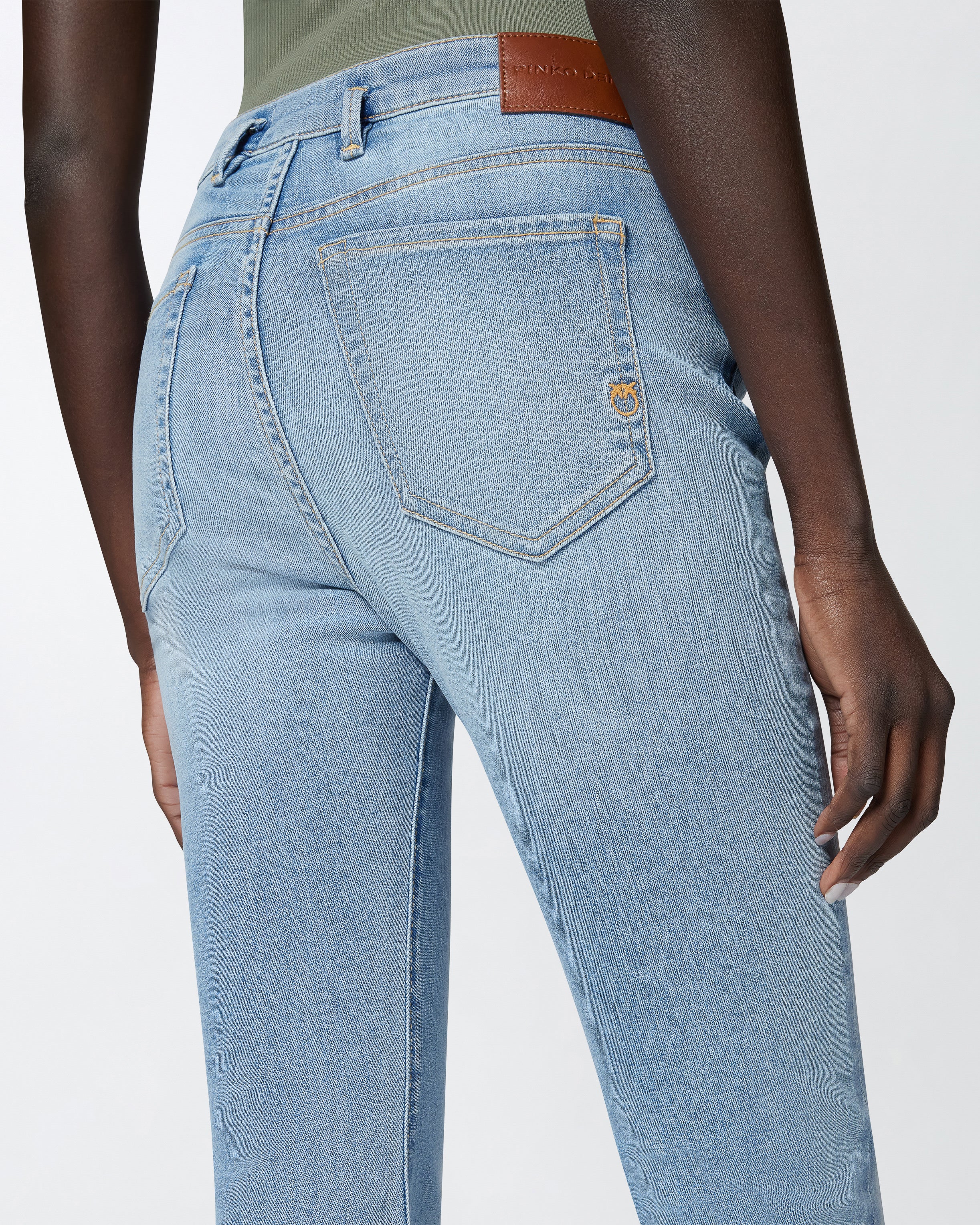 PINKO Jeans Flora Flare Cintura Logo-Blu Chiaro
