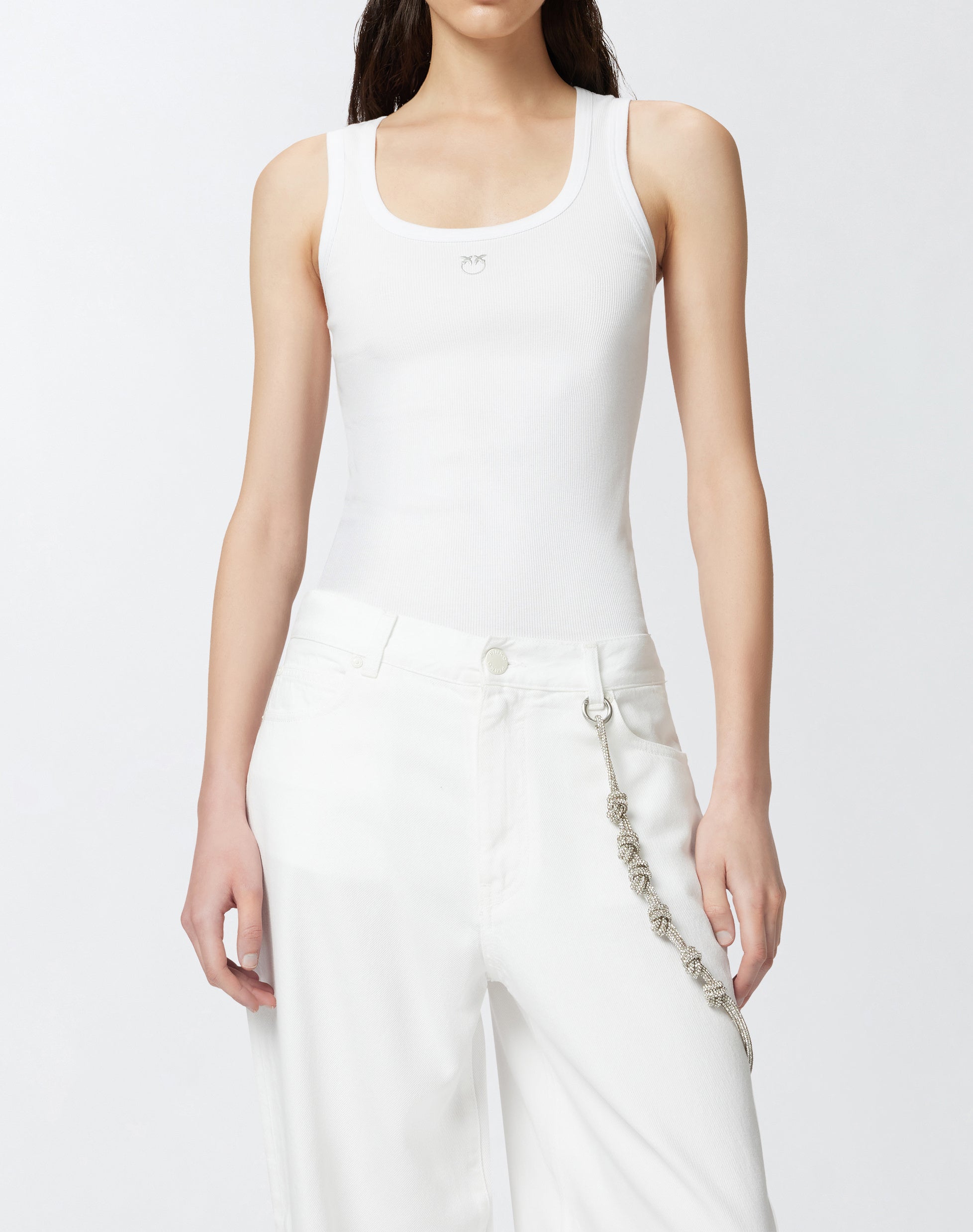 PINKO Canottiera Calcolatore-Bianco Brillante
