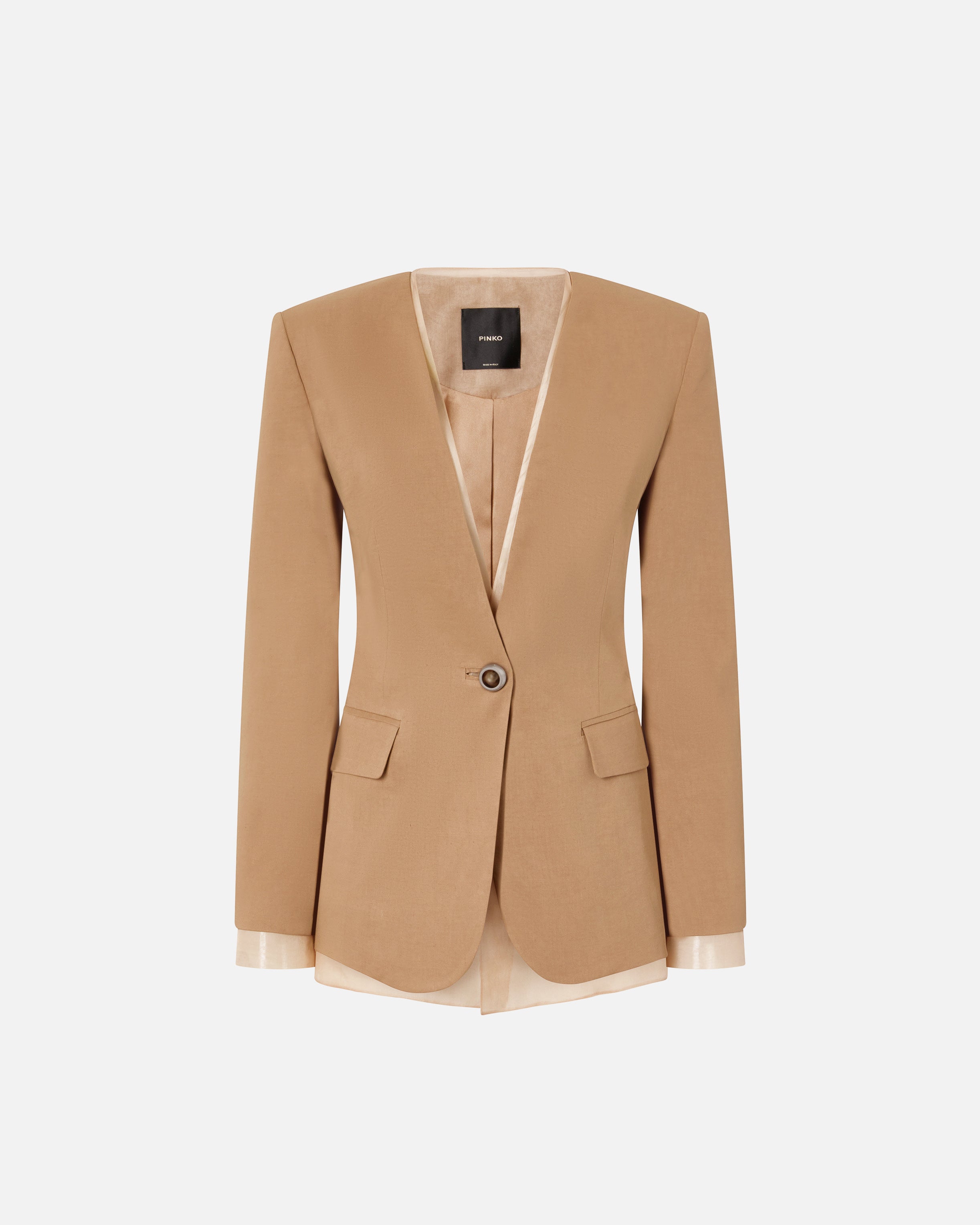 PINKO Giacca Gallina Lino Organza Seta-Marrone