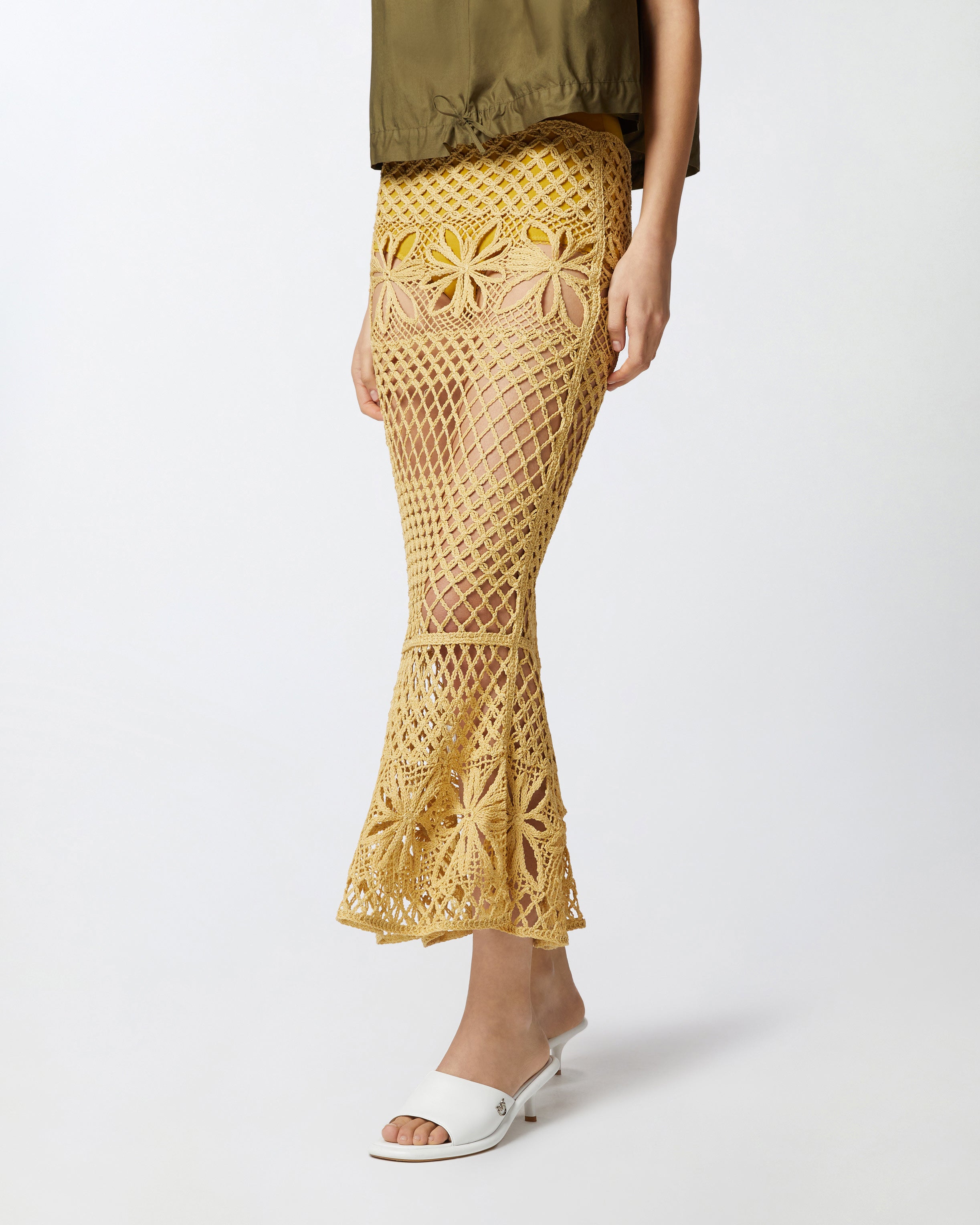 PINKO Gonna Crispo Crochet-Giallo