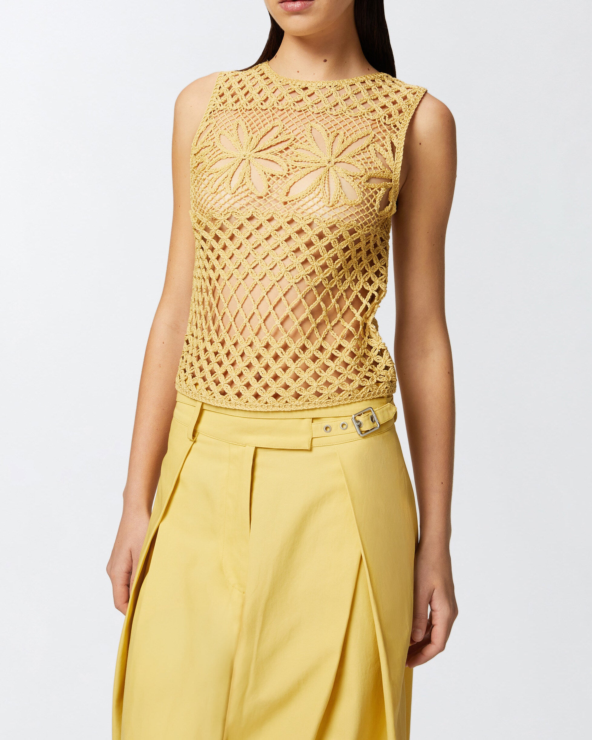 PINKO Top Gonzano Crochet-Giallo