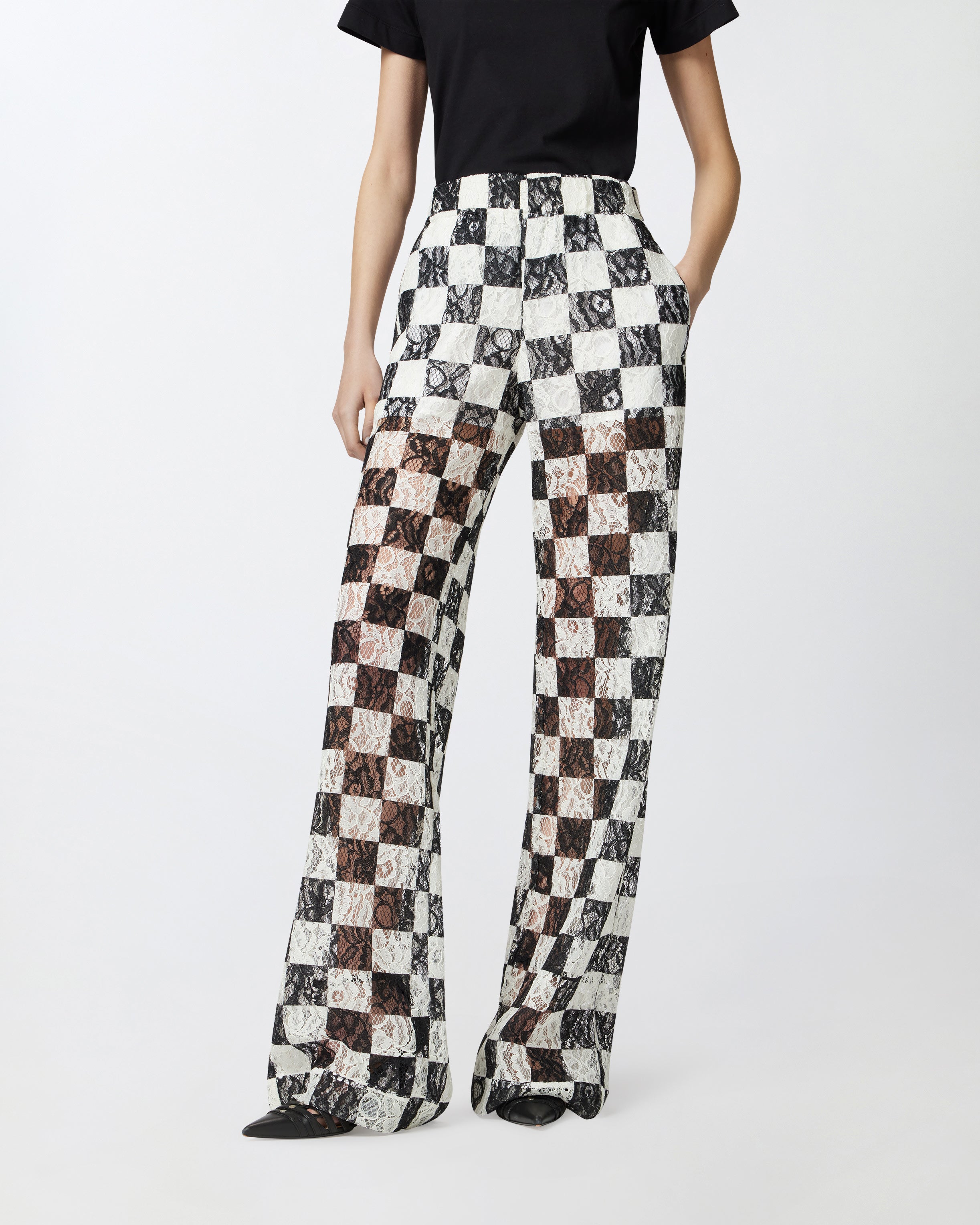 PINKO Pantalone Percy Pizzo-Bianco Nero